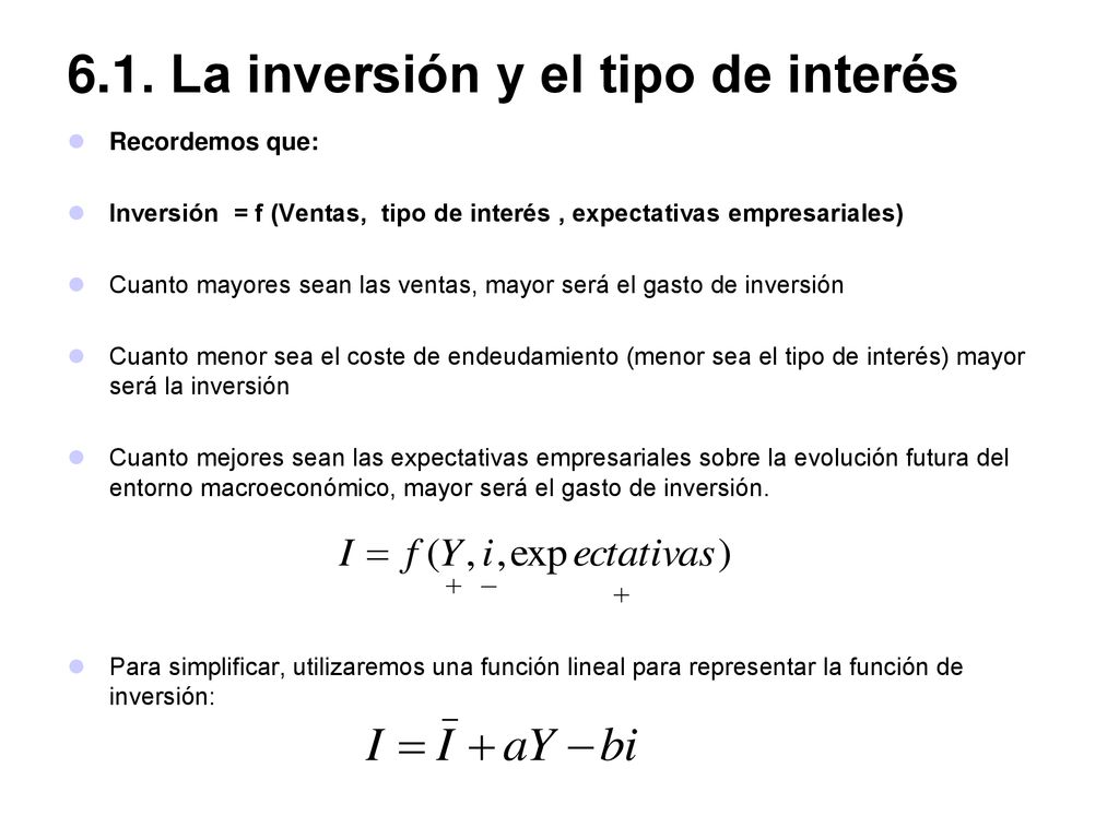6.1. La inversión y el tipo de interés
