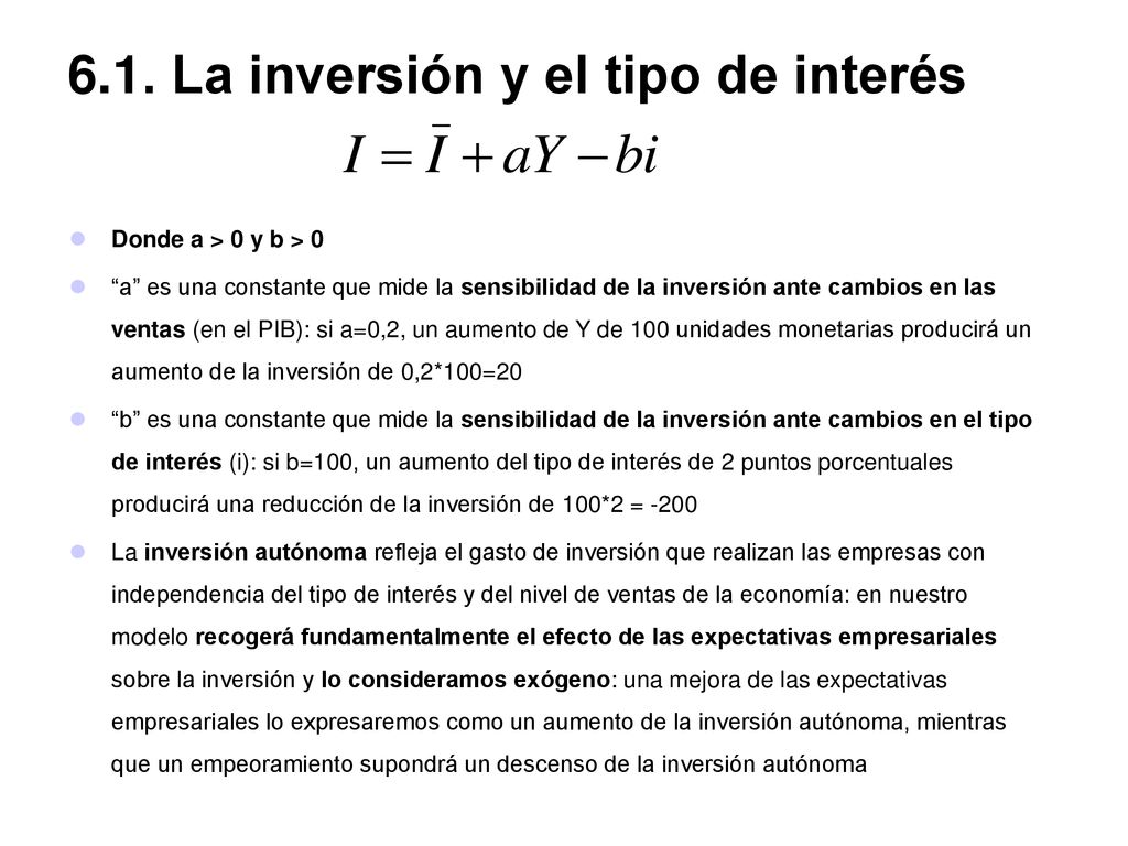 6.1. La inversión y el tipo de interés