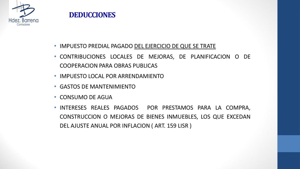 DEDUCCIONES IMPUESTO PREDIAL PAGADO DEL EJERCICIO DE QUE SE TRATE