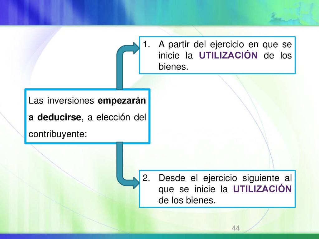 A partir del ejercicio en que se inicie la UTILIZACIÓN de los bienes.