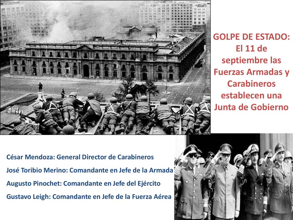 GOLPE DE ESTADO: El 11 de septiembre las Fuerzas Armadas y Carabineros establecen una Junta de Gobierno