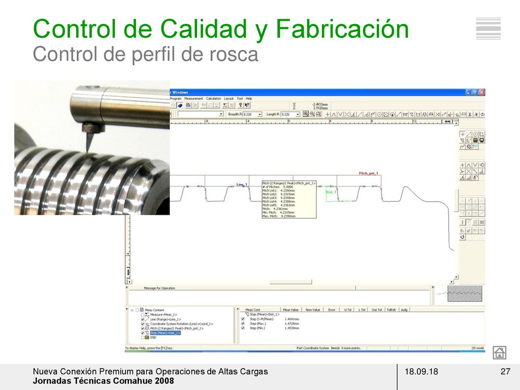 Control de Calidad y Fabricación Control de perfil de rosca