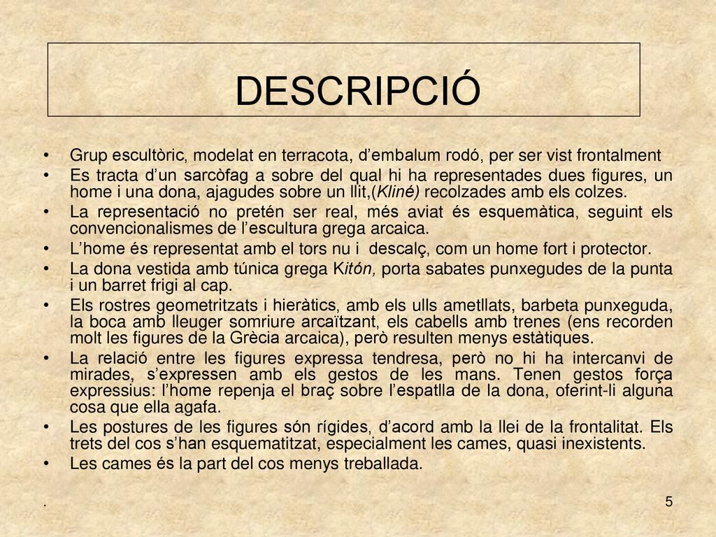 DESCRIPCIÓ Grup escultòric, modelat en terracota, d’embalum rodó, per ser vist frontalment.