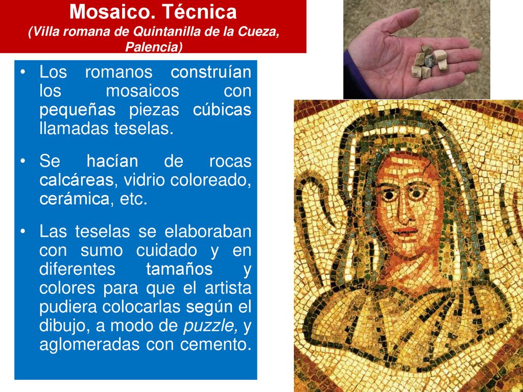 Mosaico. Técnica (Villa romana de Quintanilla de la Cueza, Palencia)