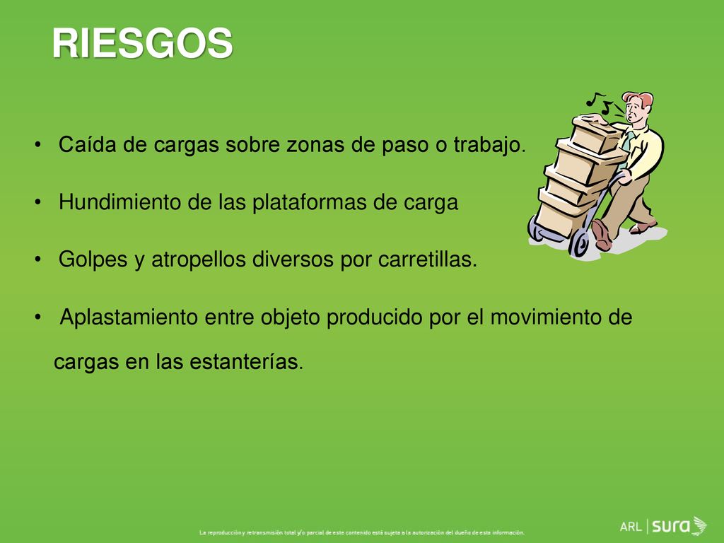 RIESGOS Caída de cargas sobre zonas de paso o trabajo.