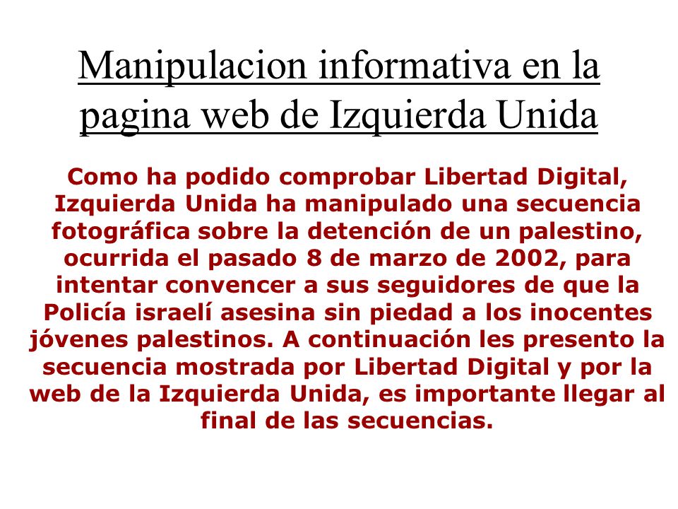 Manipulacion informativa en la pagina web de Izquierda Unida