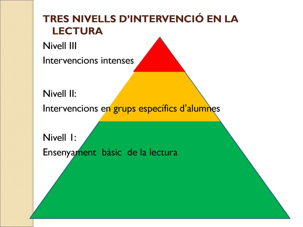 TRES NIVELLS D’INTERVENCIÓ EN LA LECTURA