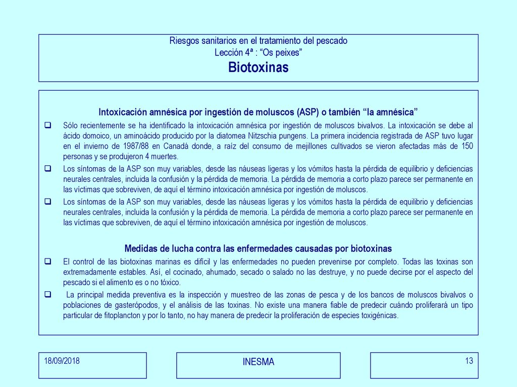 Medidas de lucha contra las enfermedades causadas por biotoxinas
