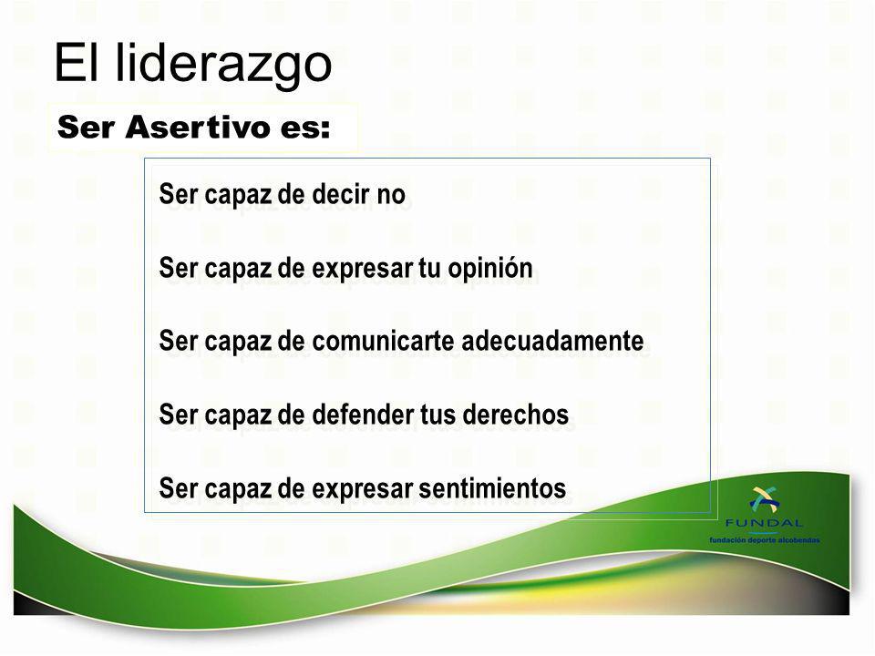 El liderazgo Ser Asertivo es: Ser capaz de decir no