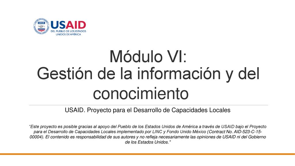 Módulo VI: Gestión de la información y del conocimiento