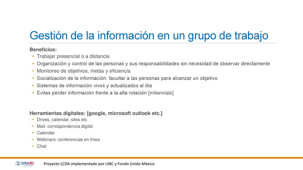 Gestión de la información en un grupo de trabajo