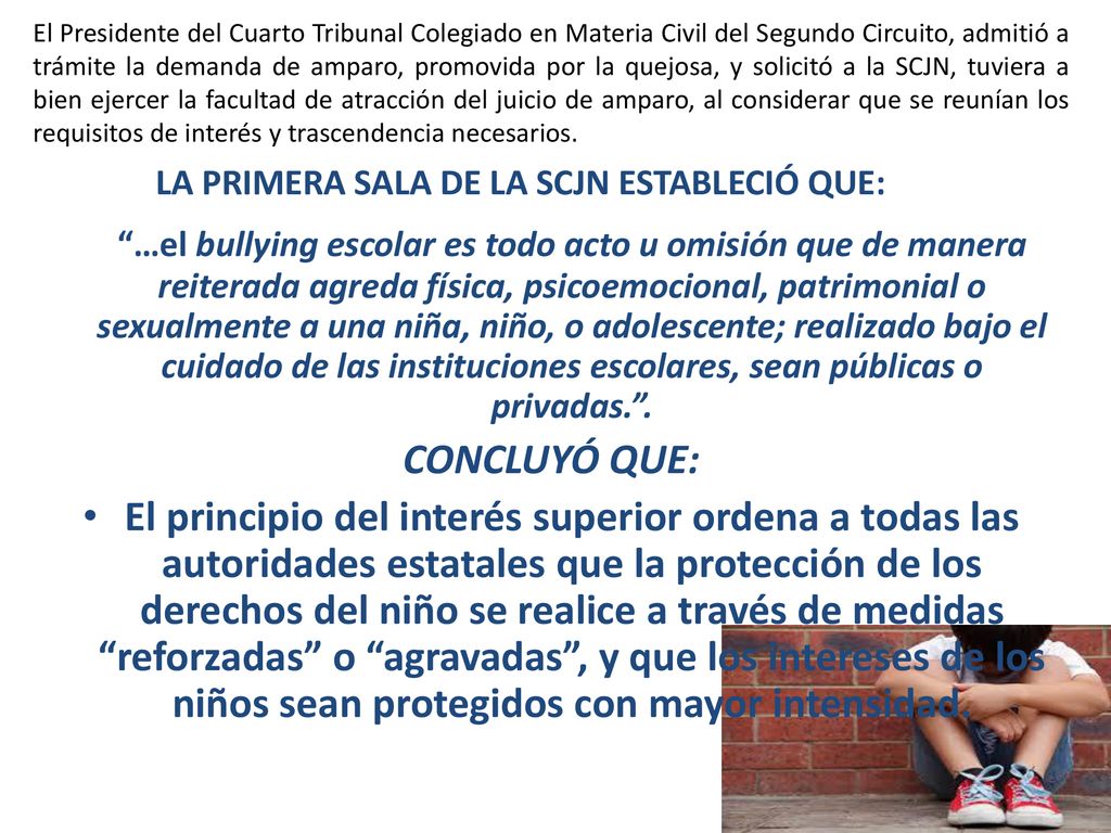 El Presidente del Cuarto Tribunal Colegiado en Materia Civil del Segundo Circuito, admitió a trámite la demanda de amparo, promovida por la quejosa, y solicitó a la SCJN, tuviera a bien ejercer la facultad de atracción del juicio de amparo, al considerar que se reunían los requisitos de interés y trascendencia necesarios.