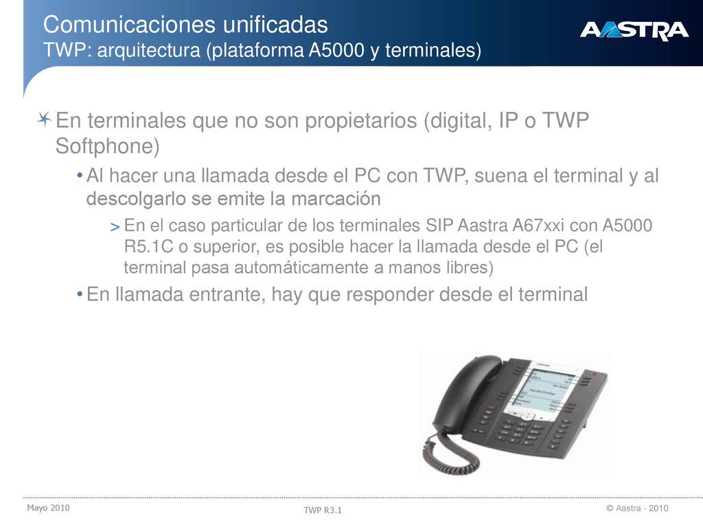 18/09/2018 Comunicaciones unificadas TWP: arquitectura (plataforma A5000 y terminales)