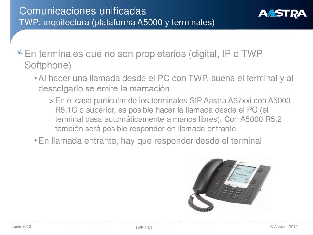 18/09/2018 Comunicaciones unificadas TWP: arquitectura (plataforma A5000 y terminales)