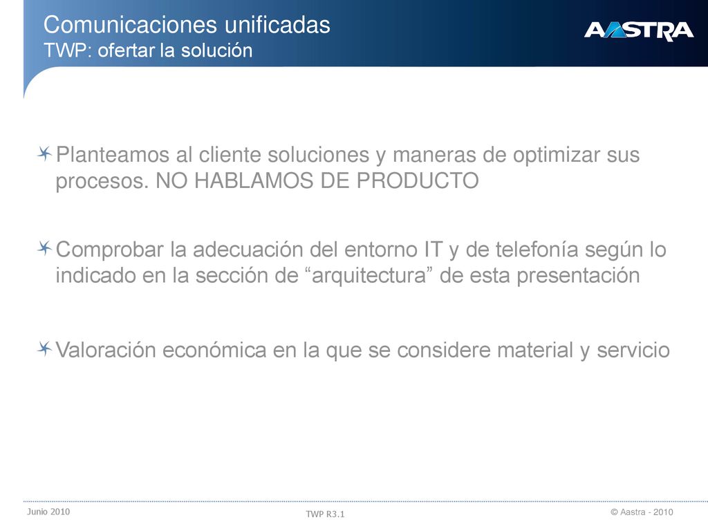 Comunicaciones unificadas TWP: ofertar la solución