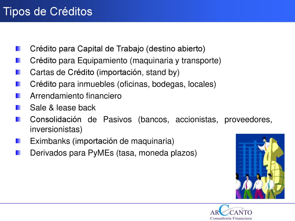 Tipos de Créditos Crédito para Capital de Trabajo (destino abierto)