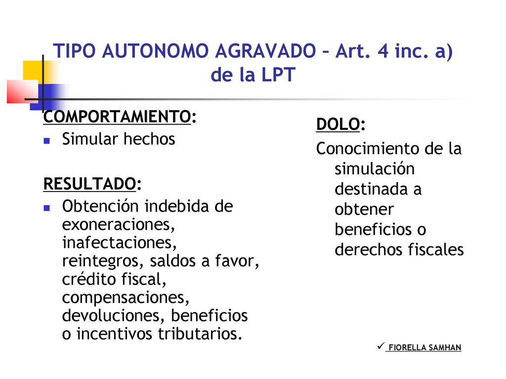TIPO AUTONOMO AGRAVADO – Art. 4 inc. a) de la LPT