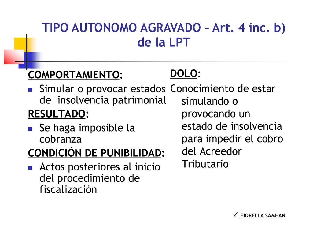 TIPO AUTONOMO AGRAVADO – Art. 4 inc. b) de la LPT