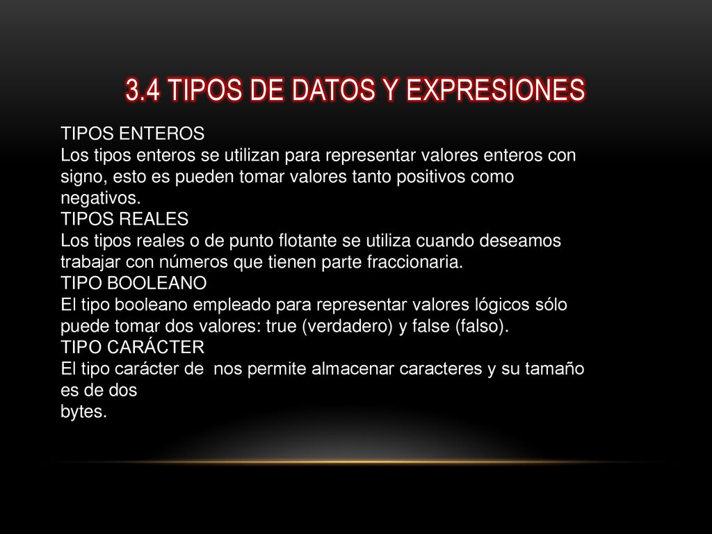 3.4 Tipos de datos y expresiones