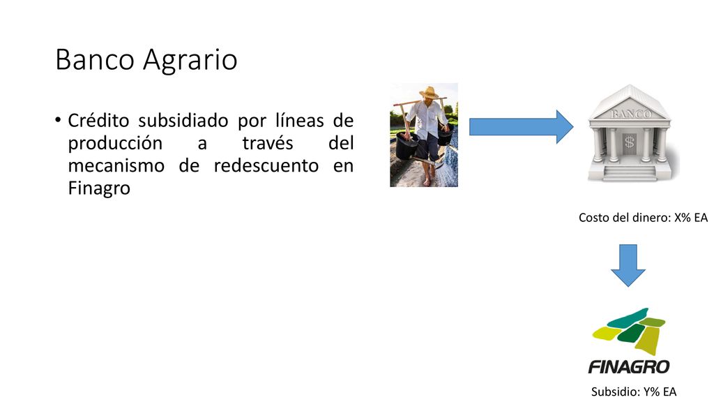 Banco Agrario Crédito subsidiado por líneas de producción a través del mecanismo de redescuento en Finagro.