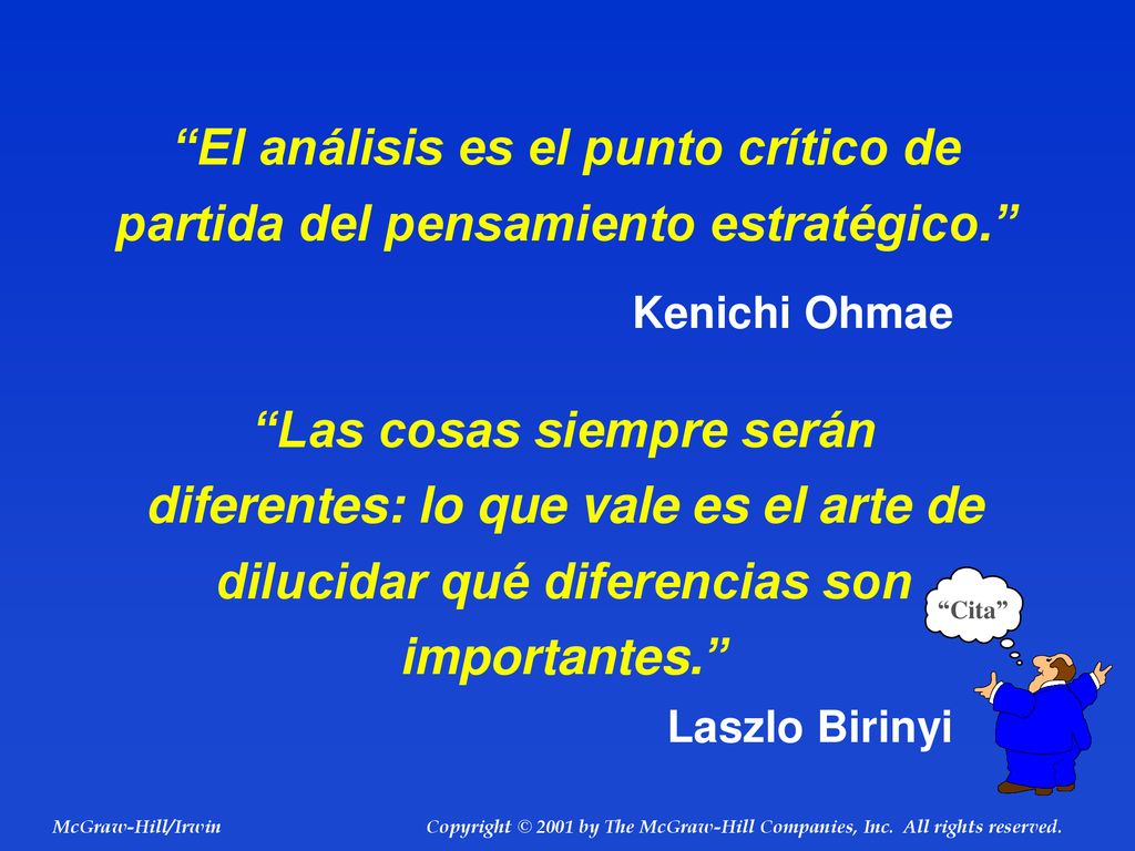 El análisis es el punto crítico de partida del pensamiento estratégico.