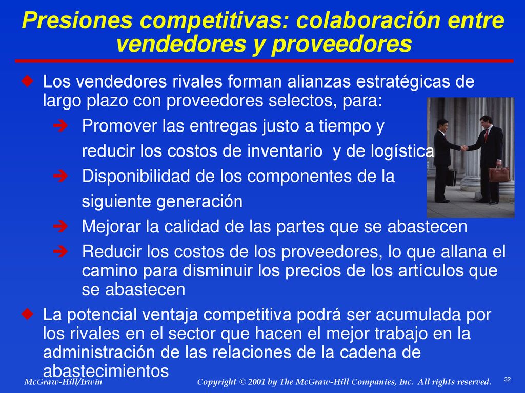 Presiones competitivas: colaboración entre vendedores y proveedores