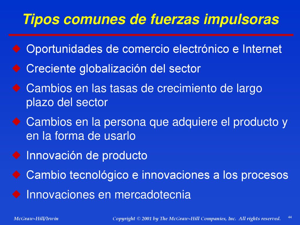 Tipos comunes de fuerzas impulsoras
