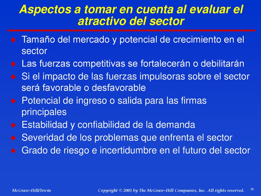 Aspectos a tomar en cuenta al evaluar el atractivo del sector