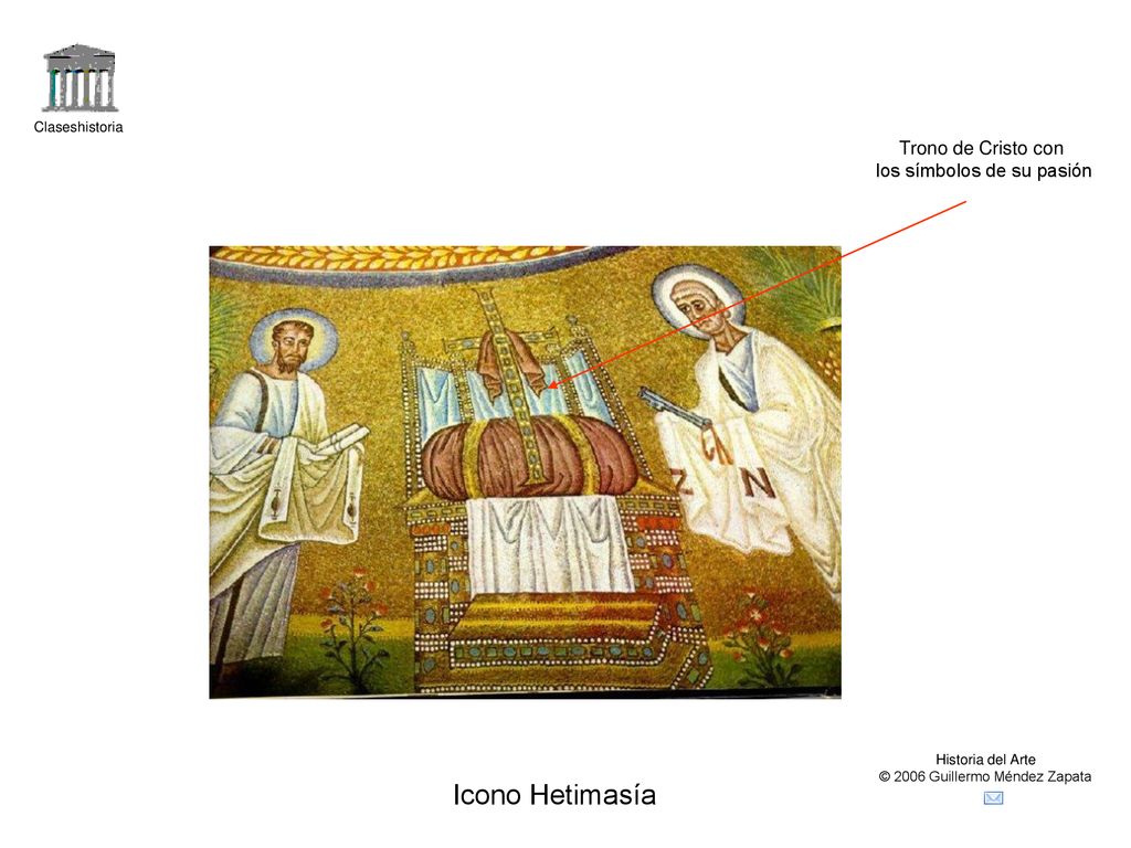 Icono Hetimasía Trono de Cristo con los símbolos de su pasión