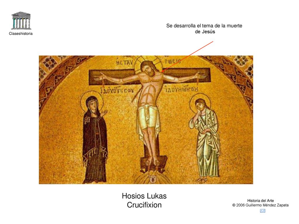 Hosios Lukas Crucifixion Se desarrolla el tema de la muerte de Jesús