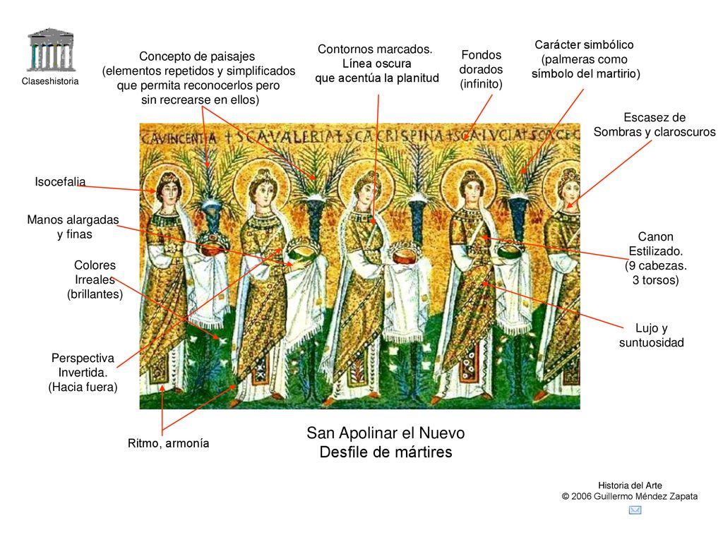 San Apolinar el Nuevo Desfile de mártires Contornos marcados.