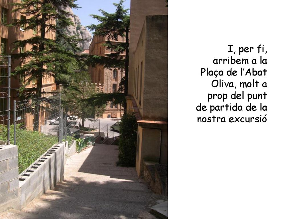 I, per fi, arribem a la Plaça de l’Abat Oliva, molt a prop del punt de partida de la nostra excursió
