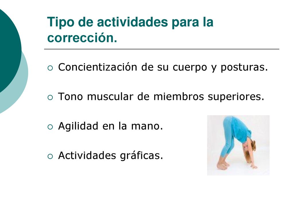 Tipo de actividades para la corrección.