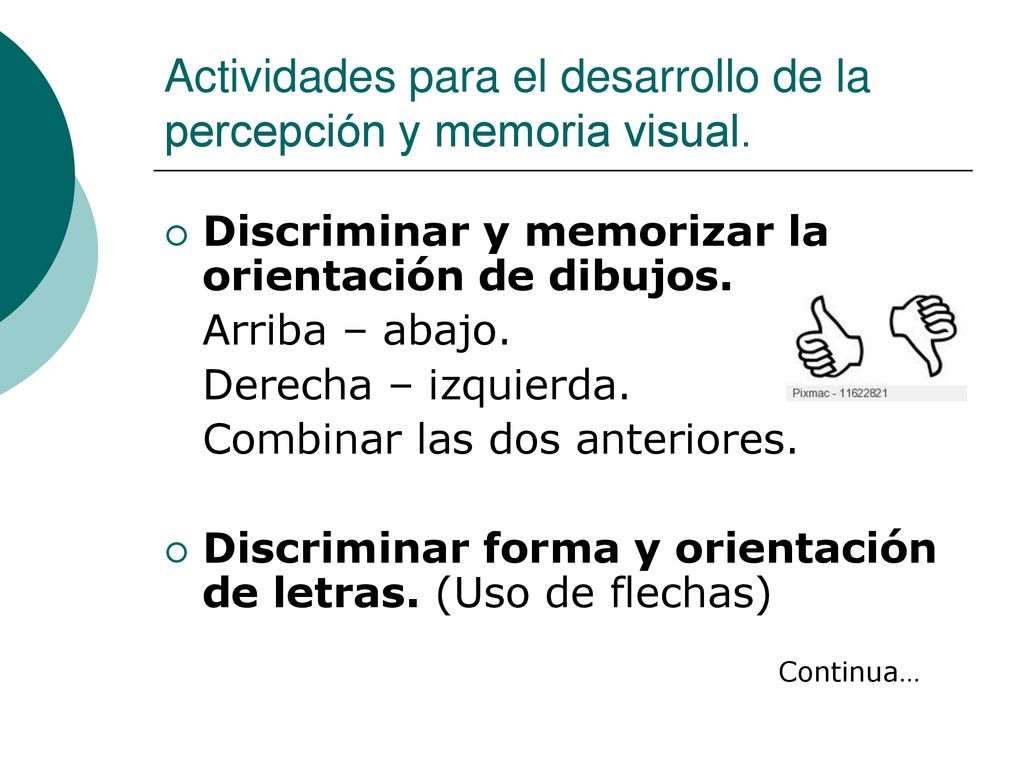Actividades para el desarrollo de la percepción y memoria visual.