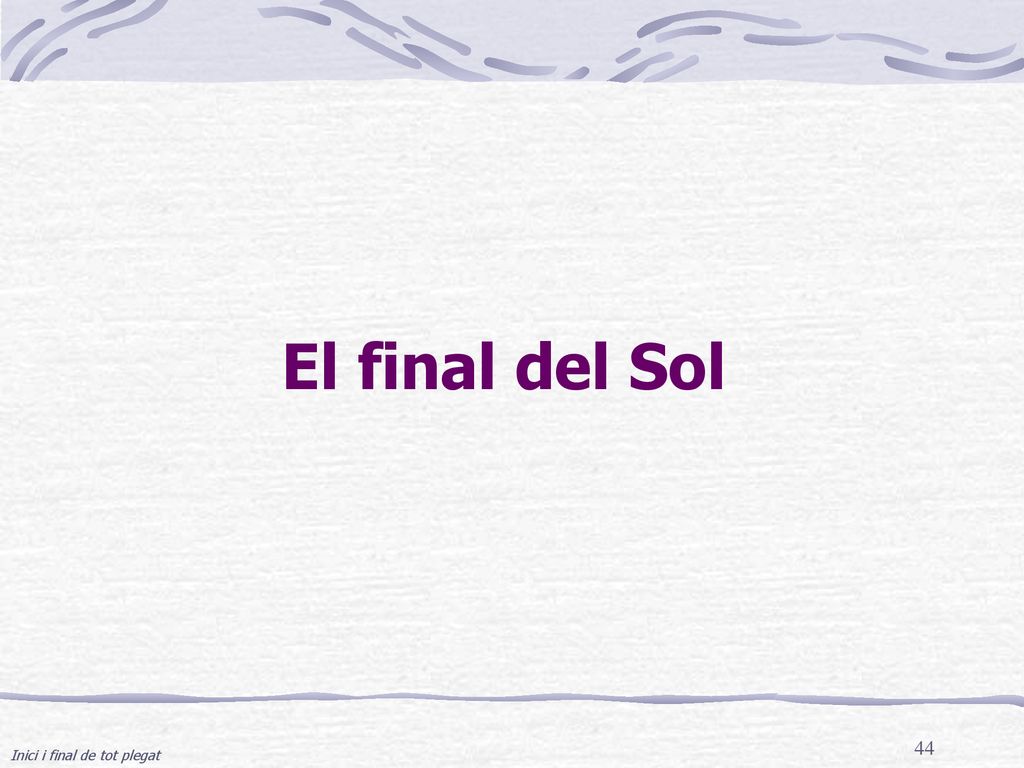 El final del Sol Inici i final de tot plegat