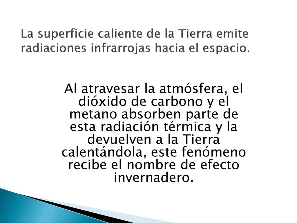 La superficie caliente de la Tierra emite radiaciones infrarrojas hacia el espacio.