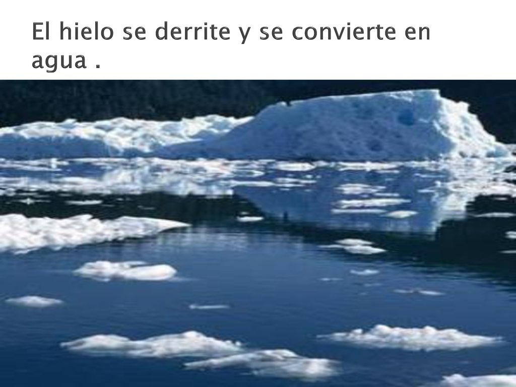 El hielo se derrite y se convierte en agua .