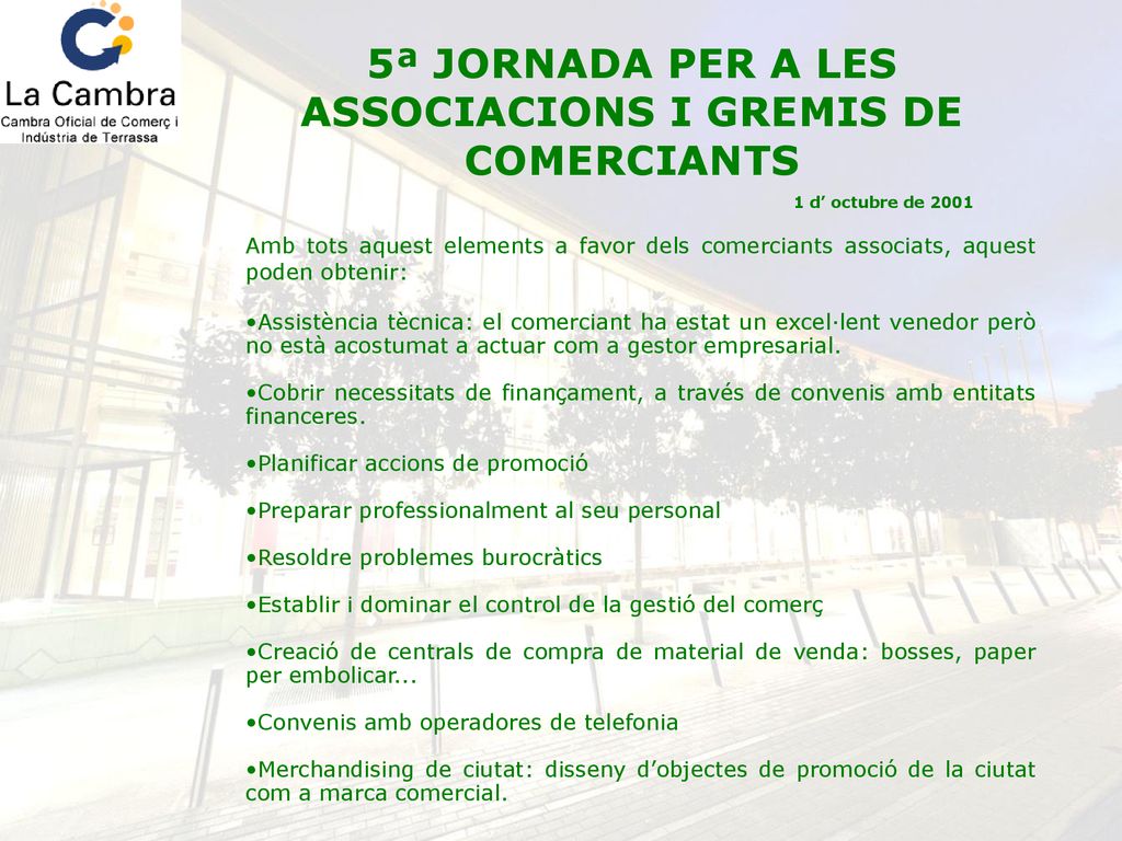 5ª JORNADA PER A LES ASSOCIACIONS I GREMIS DE COMERCIANTS