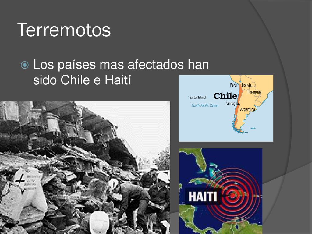 Terremotos Los países mas afectados han sido Chile e Haití