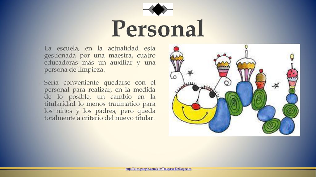 Personal La escuela, en la actualidad esta gestionada por una maestra, cuatro educadoras más un auxiliar y una persona de limpieza.