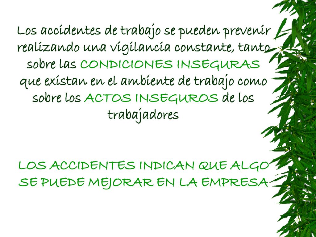 LOS ACCIDENTES INDICAN QUE ALGO SE PUEDE MEJORAR EN LA EMPRESA