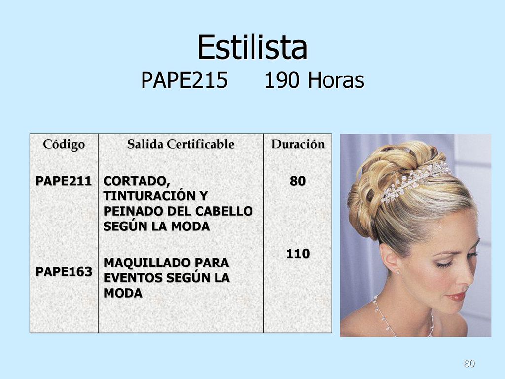 Estilista PAPE Horas Duración Salida Certificable