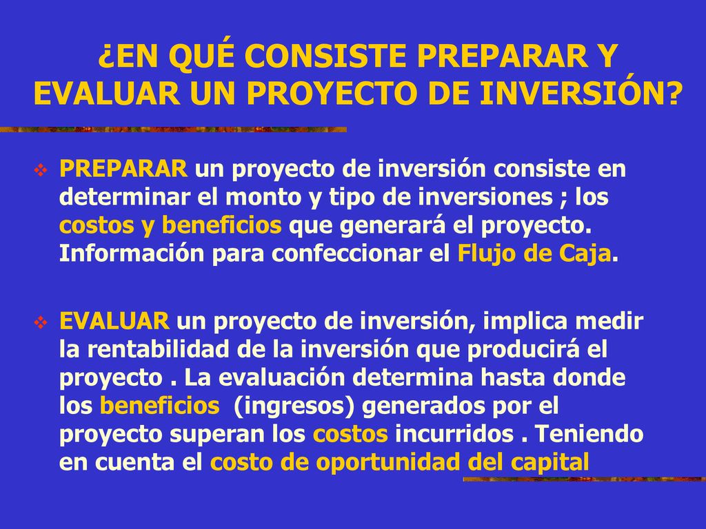 ¿EN QUÉ CONSISTE PREPARAR Y EVALUAR UN PROYECTO DE INVERSIÓN