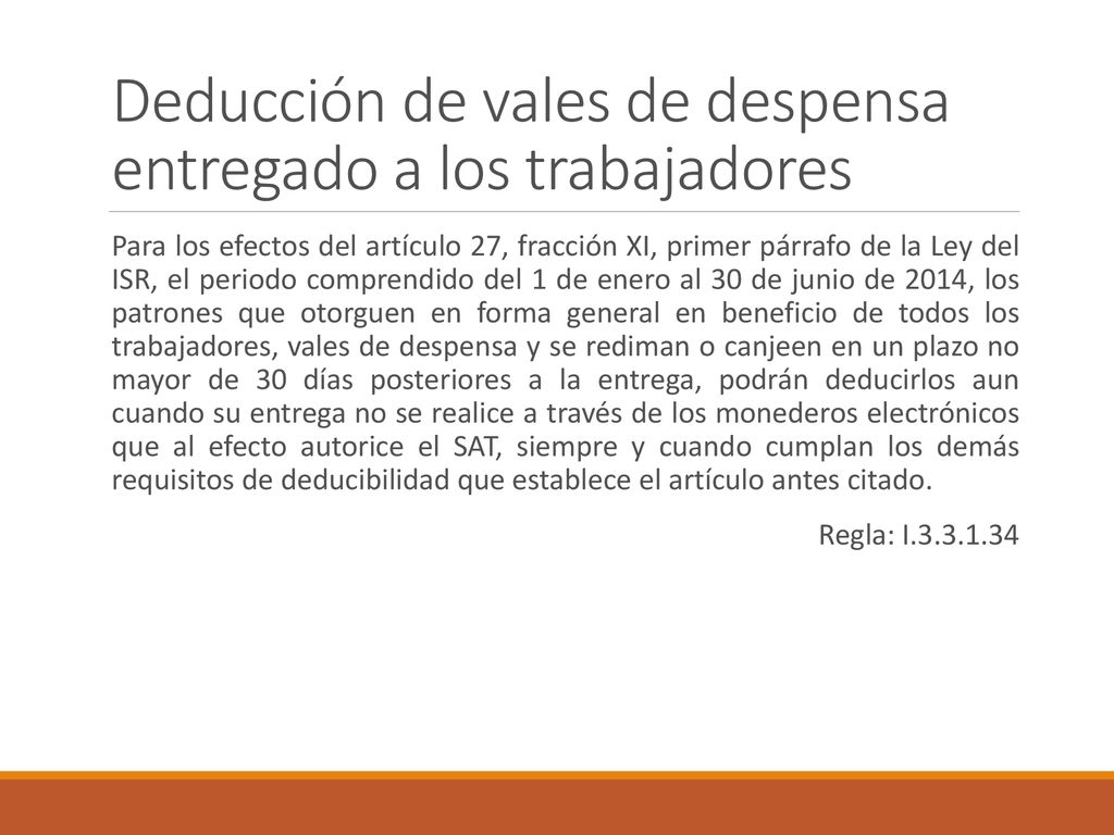 Deducción de vales de despensa entregado a los trabajadores