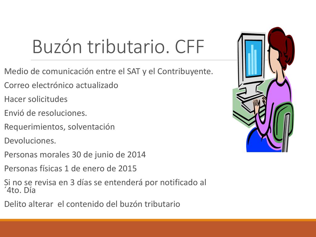Buzón tributario. CFF Medio de comunicación entre el SAT y el Contribuyente. Correo electrónico actualizado.