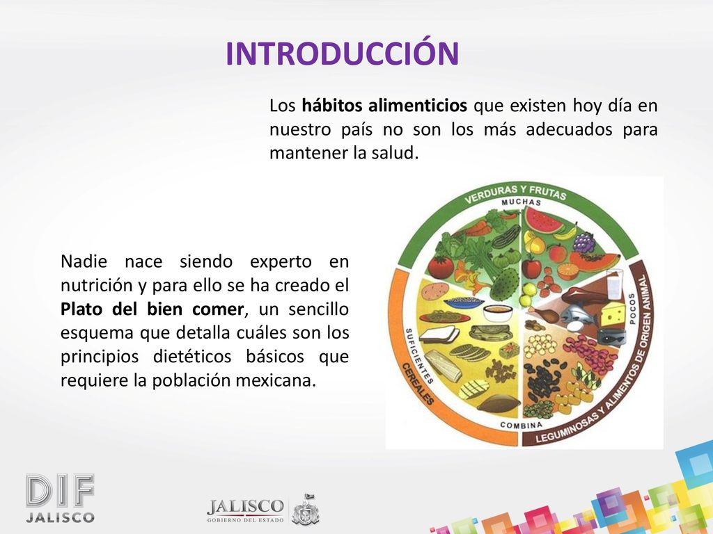 INTRODUCCIÓN Los hábitos alimenticios que existen hoy día en nuestro país no son los más adecuados para mantener la salud.