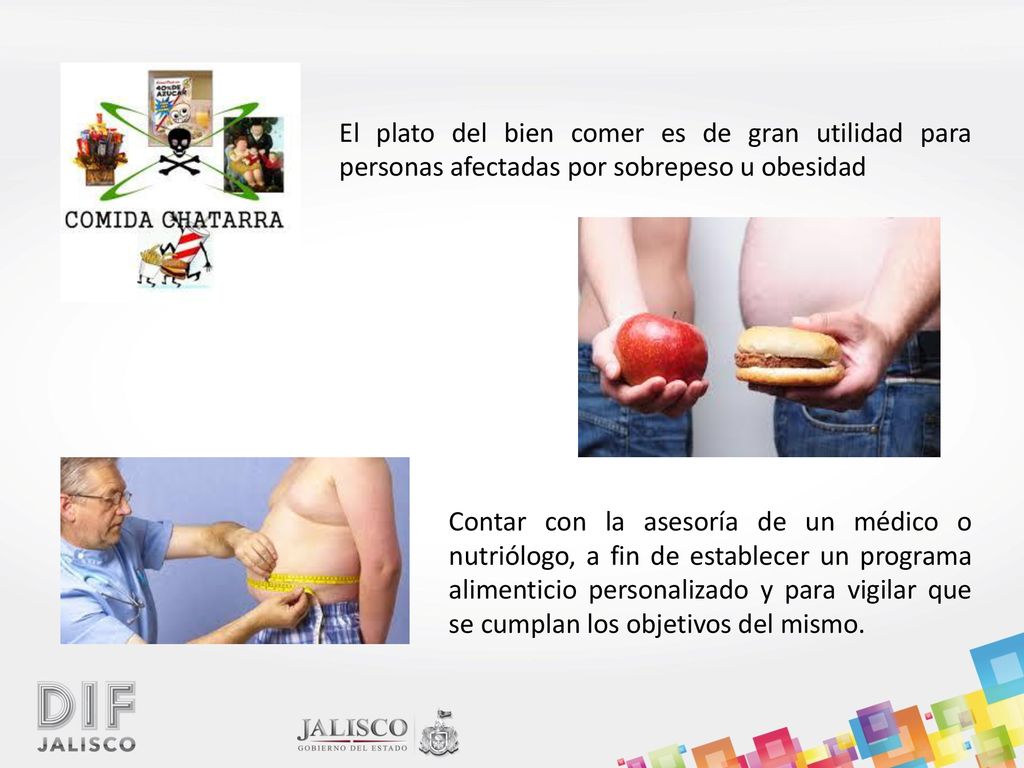 El plato del bien comer es de gran utilidad para personas afectadas por sobrepeso u obesidad