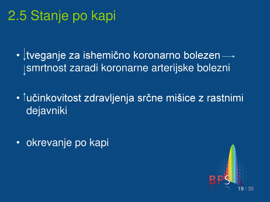 2.5 Stanje po kapi tveganje za ishemično koronarno bolezen smrtnost zaradi koronarne arterijske bolezni.