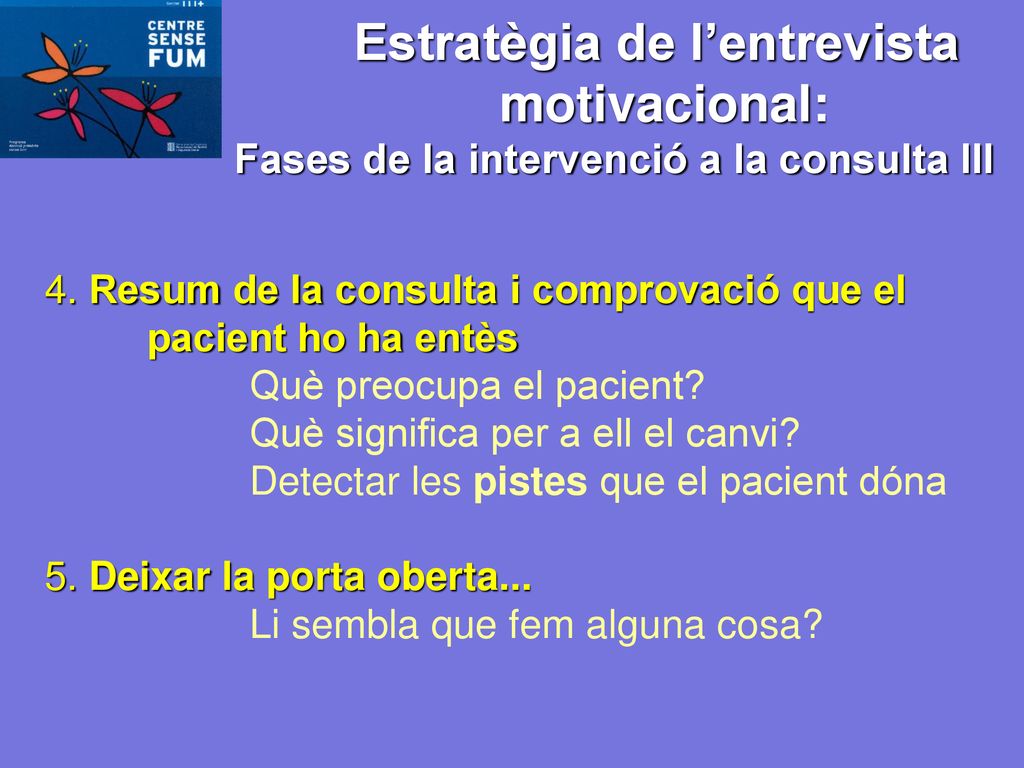 Estratègia de l’entrevista Fases de la intervenció a la consulta III