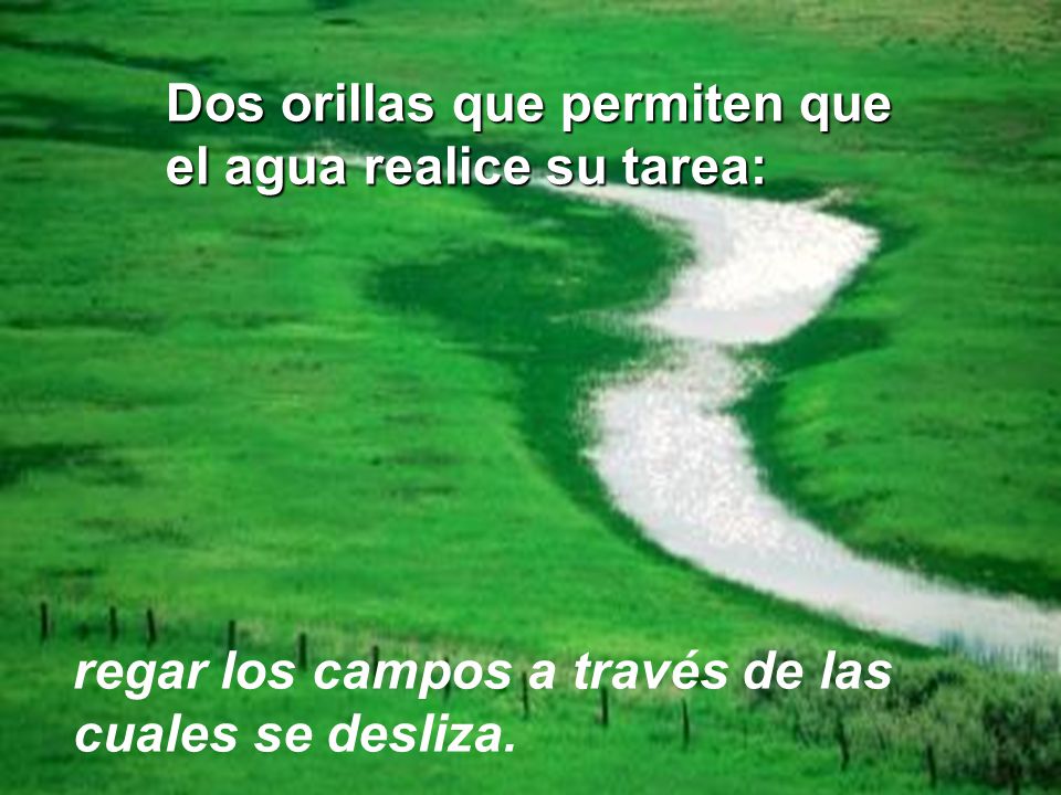 Dos orillas que permiten que el agua realice su tarea:
